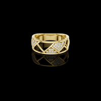 0.32 TCW Geometric Round Moissanite Diamond Band Modern Openwork Triangle Design with Pave Set Ring for Him