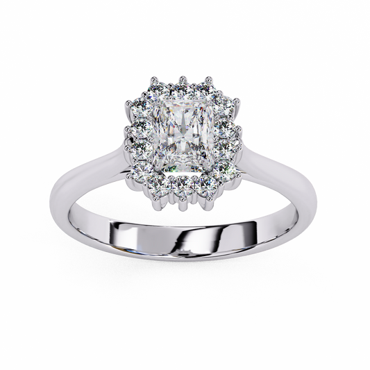 Radiant Cut Lab Diamond Halo Ring - view 4