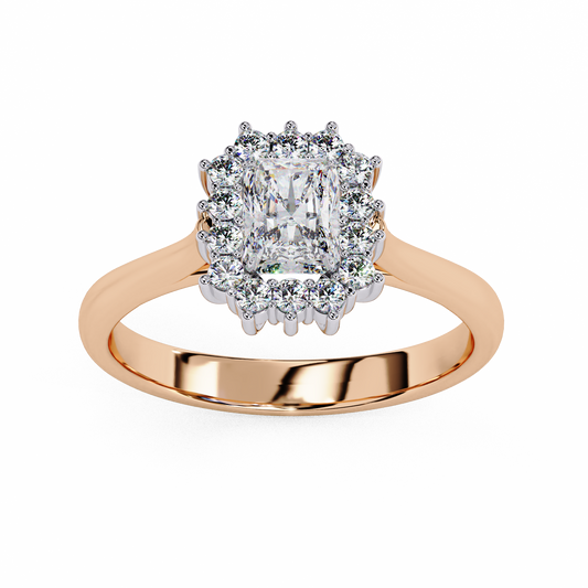 Radiant Cut Moissanite Halo Ring - view 3