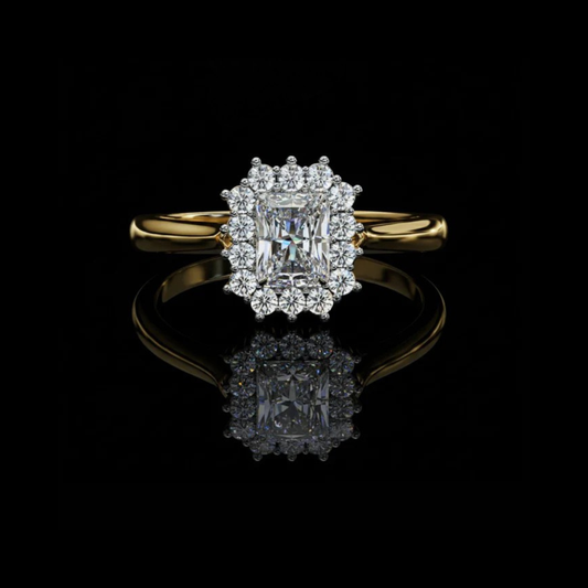 0.35 CT Modern Radiant Cut Moissanite Diamond Halo Engagement Ring for Elegance Gift