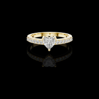 2.00 CT Perfect Heart Shaped Moissanite Diamond Ring with Pave Set Round Diamond Band