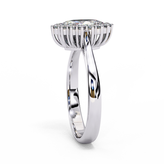 Marquise Cut Halo Lab Diamond Ring - view 3