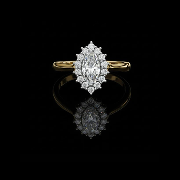 0.47 CT Exquisite Solid Gold Halo Moissanite Marquise Cut Diamond Ring Gift For Special Occasion