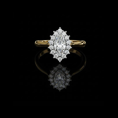 Marquise Cut Halo Lab Diamond Ring