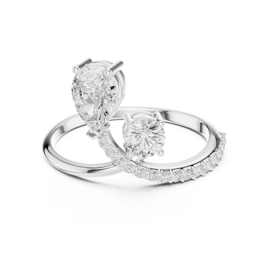 Pear Cut Moissanite Open Bypass Engagement Ring - view 3