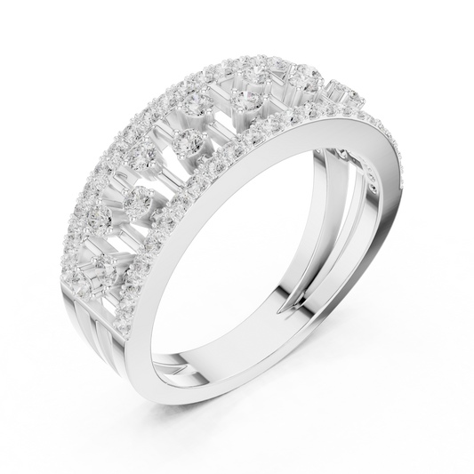 Round Cut Double Row Pave Lab Diamond Anniversary Band Ring - view 4
