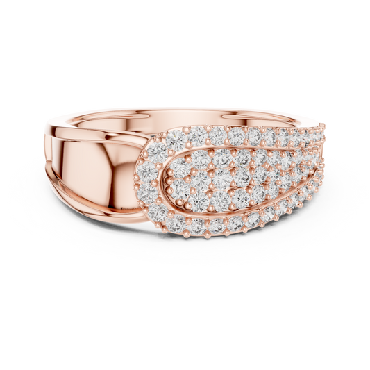 0.64 TCW Classic Round Lab Grown Diamond with Pave Cluster Design Premium Statement Ring