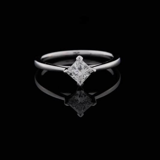 0.70 TCW Glamorous Princess Cut Moissanite Diamond Solitaire Promise Minimalist Ring