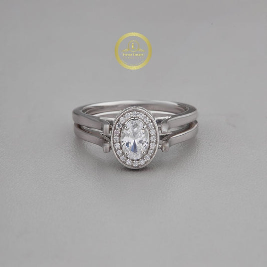 Oval Cut Split Shank Halo Ring In Moissanite - view 3