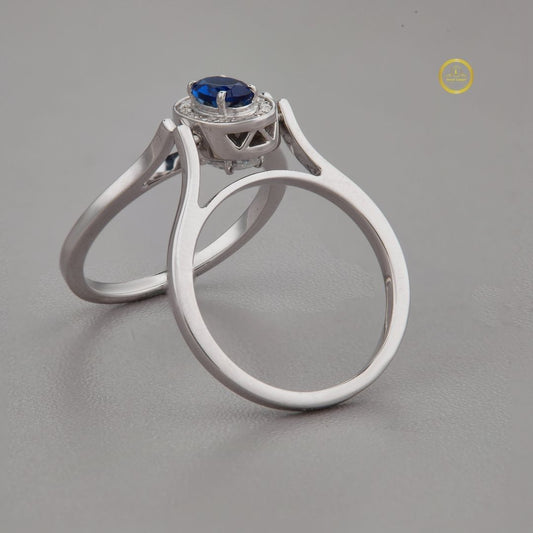 Oval Cut Split Shank Halo Ring In Moissanite - view 4