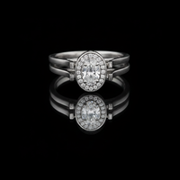 2.50 CT  Precious Silver Moissanite Oval Diamond Solitaire Halo Engagement Ring For Her