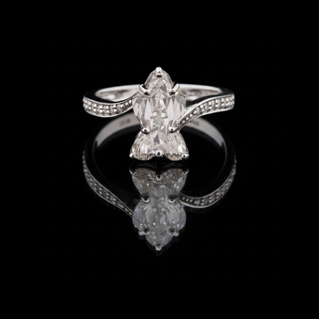 2.00 CT Sparkling Antique Shape Moissanite Silhouette Diamond Ring Vintage Fine Jewelry