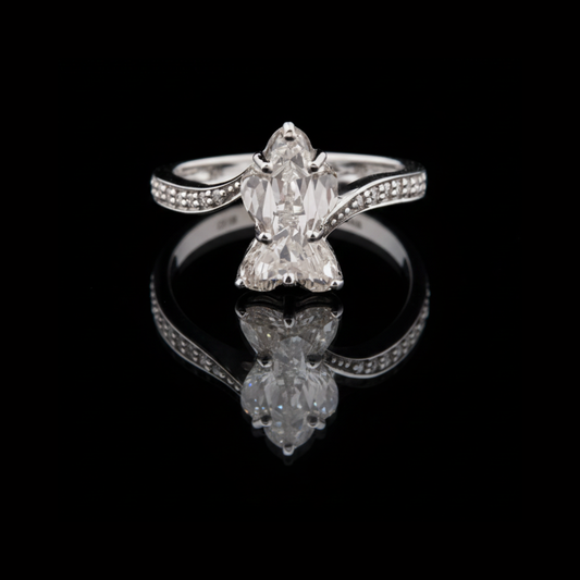 0.80 CT Sparkling Antique Shape Lab Grown Silhouette Diamond Ring Vintage Fine Jewelry