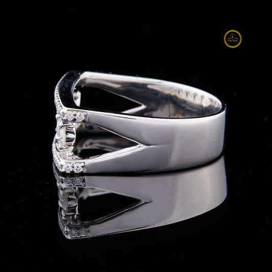 Round Cut Open Frame Floating Lab Diamond Statement Band Ring - view 3