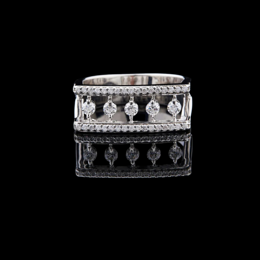 1.50 TCW Modern Geometric Lab Diamond Band Unique Open Frame Design in Round Cut