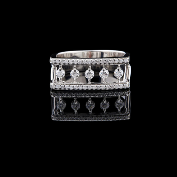 1.50 TCW Modern Geometric Moissanite Diamond Band Unique Open Frame Design in Round Cut