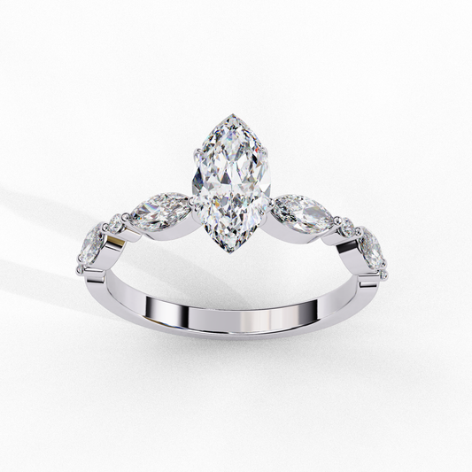Marquise Cut Lab Diamond Pave Band Anniversary Ring - view 4