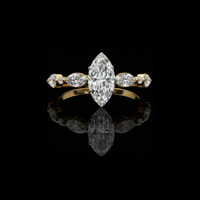 3.00 CT Elegant Marquise Cut Moissanite Diamond Ring with Side Stones Fine Jewelry for Her