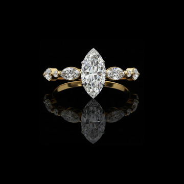 0.82 CT Elegant Marquise Cut Lab Diamond Ring with Side Stones Fine Jewelry for Her