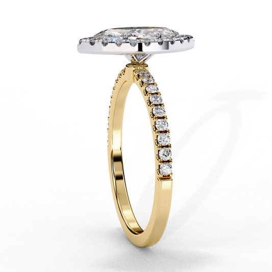 Halo Marquise Moissanite Pave Daily Wear Ring For Women - view 3