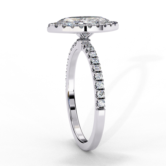 Marquise Halo Moissanite Diamond Pave Ring