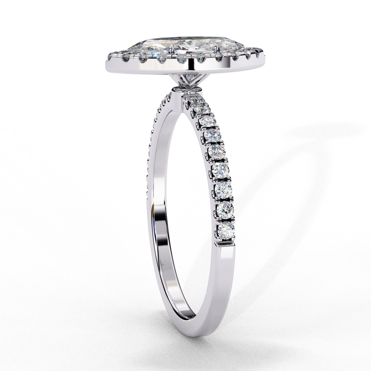 Halo Marquise Moissanite Pave Daily Wear Ring For Women - view 2