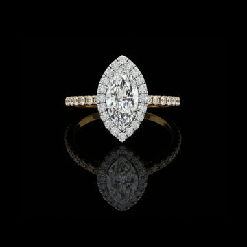 0.82 CT Starry Night Inspired Celestial Marquise Cut Moissanite Diamond Engagement Ring