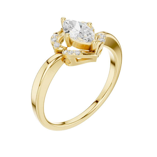 Floral Inspired Marquise Cut Lab Diamond Halo Engagement Ring - view 4