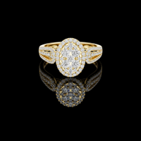 2.50 TCW Cluster Moissanite Diamond Ring in Radiant with Double Halo & Split Shank Detailing