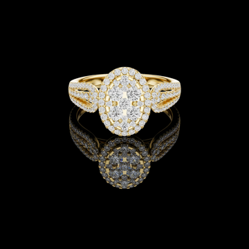 2.50 TCW Cluster Lab Grown Diamond Ring in Radiant with Double Halo & Split Shank Detailing