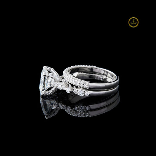 0.85 CT Princess Cut Bridal Set with Matching Pave Band - view 4