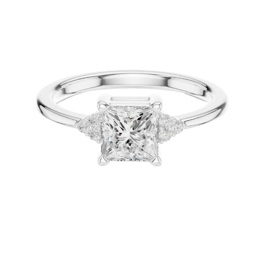 Princess Cut Moissanite Ring with Round Accent - view 3