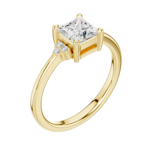 Princess Cut Moissanite Ring with Round Accent - view 4