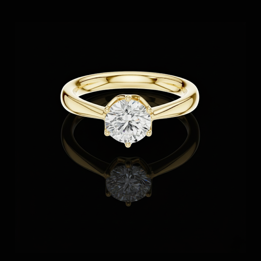 0.9 TCW Luxury Solitaire Ring with Brilliant Round Center Moissanite Diamond Six Prong Luxury Design For Her