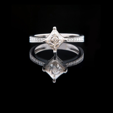 1.00 CT Sparkling Luminous Princess Cut Moissanite Diamond Ring with Sparkling Pave Band
