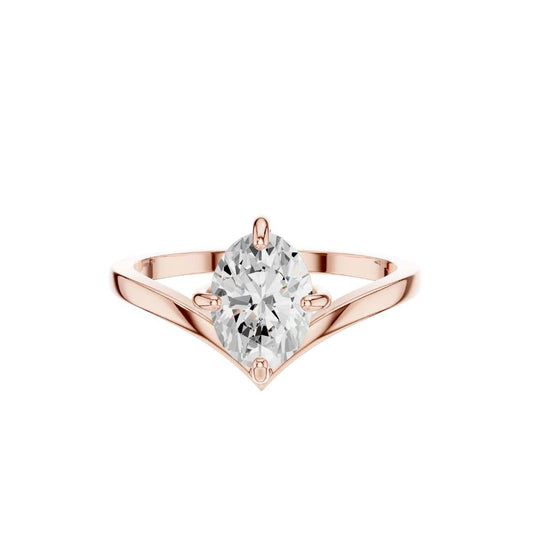 0.90 TCW Stylish Oval Cut Solitaire Lab Grown Diamond Ring in Classic Gold Setting