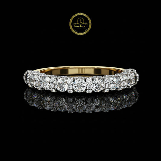 0.93 TCW Elegant Lab Grown Diamond Round Cut Diamond Band Half Eternity Wedding Band