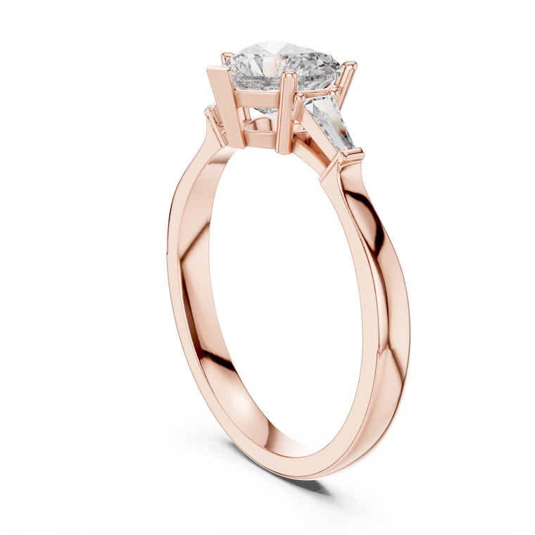 Three Stone Lab Diamond Heart Ring With Tapered Side Stone - view 2