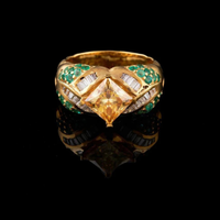 2.00 CT Imperial Ring with Princess Cut Yellow Gemstone and Emerald Lab grown Diamond