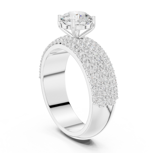 Round Cut Lab Diamond Wide Pave Band Wedding Ring - view 4
