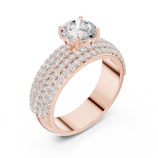 Round Cut Lab Diamond Wide Pave Band Wedding Ring - view 3