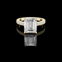 3.00 CT Showcasing a Striking Emerald Cut Lab Grown Diamond with a Pavé Diamond Band