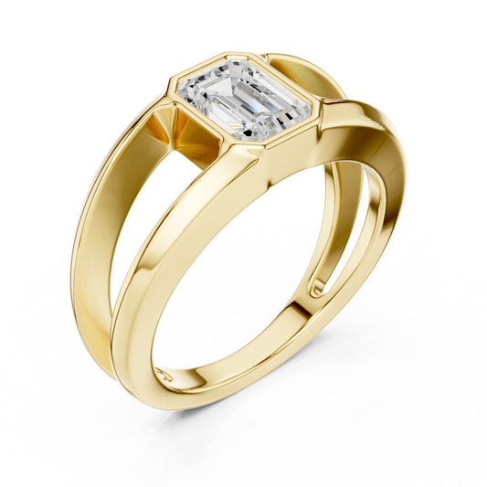 1.00 TCW Architectural Emerald Cut Moissanite Diamond Ring A Contemporary Icon of Luxury