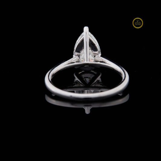 Pear Cut Moissanite Cathedral Solitaire Engagement Ring With Slim Band - view 4
