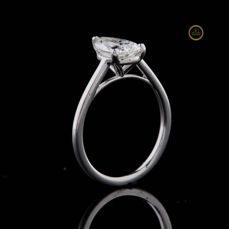 Pear Cut Moissanite Cathedral Solitaire Engagement Ring With Slim Band - view 2