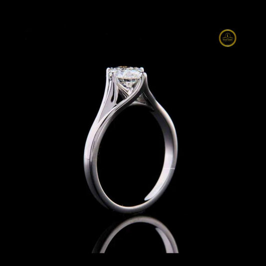 Split Shank Oval Cut Lab Diamond Cathedral Solitaire Ring - view 2