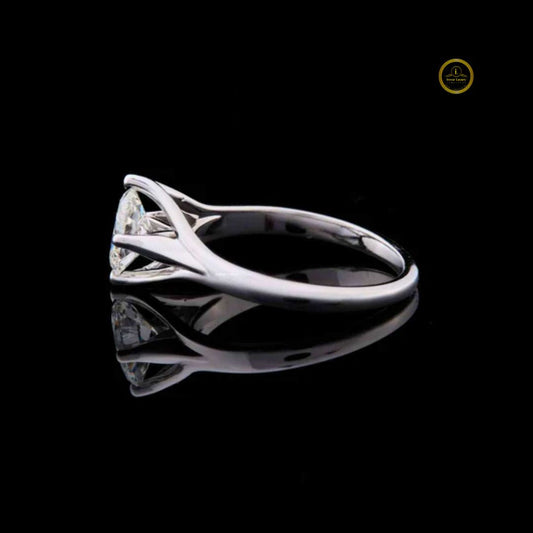 Split Shank Oval Cut Moissanite Cathedral Solitaire Ring - view 3