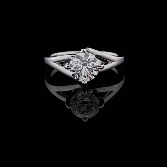 1.00 TCW Luxurious Split Shank Engagement Ring Featuring a Brilliant Round Cut Moissanite Diamond