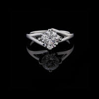 1.50 TCW Luxurious Split Shank Engagement Ring Featuring a Brilliant Round Cut Moissanite Diamond