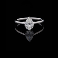 Pear Cut Solitaire Lab Grown Engagement Ring with Cathedral Basket
